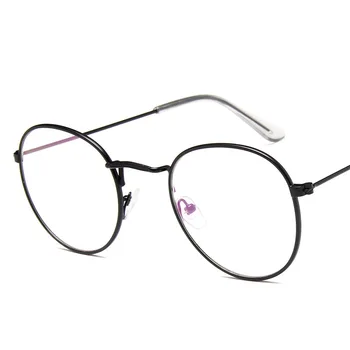 

Metal Retro Pattern Edge Women Glasses Frame Literature and Art Original Circular Frame Eyeglasses Current Flat Light Spectacles