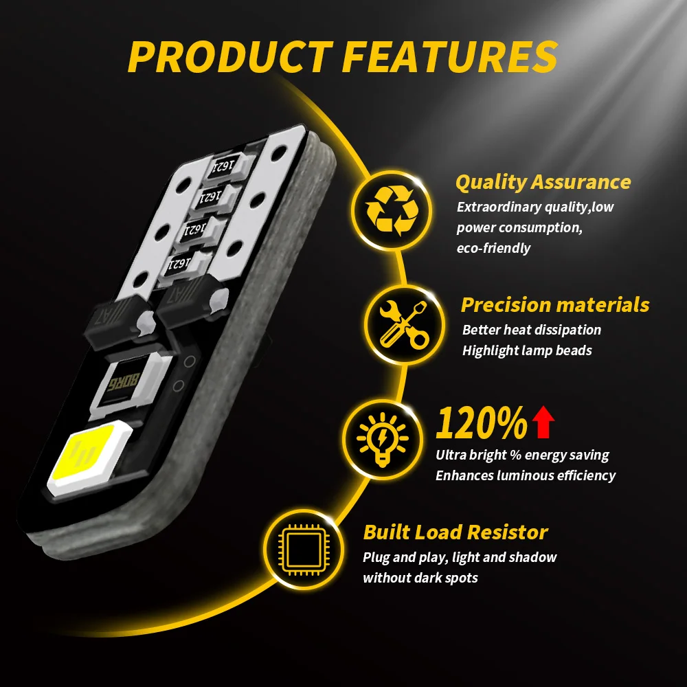 DXZ 200 шт. W5W светодиодный T10 светильник Canbus 168 194 2 SMD белый автомобильный внутренний