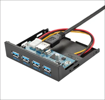 

4Ports USB 3.0 Front Floppy Panel HUB Combo Adapter Bracket Bay Internal with 15pin SATA Power Cable 3.5" Floppy Bay Disk