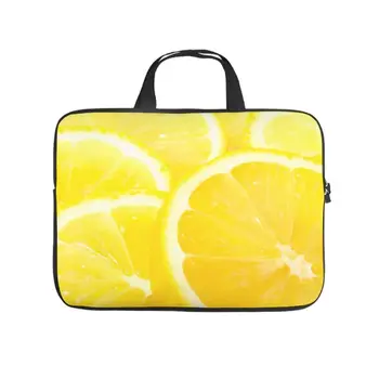 

Yellow Fruit Slices Lemon Laptop Bag Fashion 3D Notebook Briefcase Scratch Resistant Polyester Tablet Bag for Girls Boys