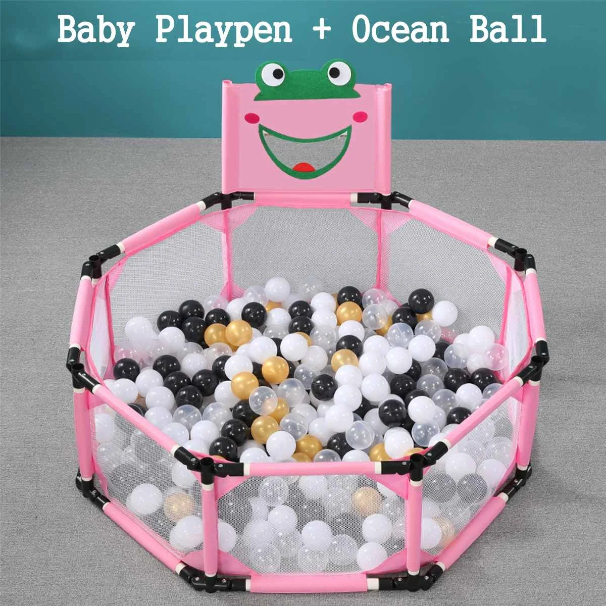 Pink With Ball Детский манеж, складной защитный забор с шаровым барьером для От 0 до 6 лет, детский манеж, ткань Оксфорд, Игровая палатка, барьер для младенцев - Цвет: Pink With Ball