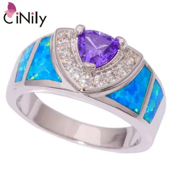 

CiNily Created Blue Fire Opal Purple Zircon Cubic Zirconia Silver Plated Wholesale for Women Jewelry Ring #6 7 8 9 10 OJ8849