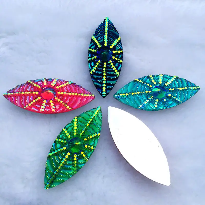 B84A DIY 20*50 мм Bling Beadwork плоские задние камни и кристаллы паук веб полимерные кабошоны горный хрусталь 8 шт./лот-B84 - Цвет: B84A