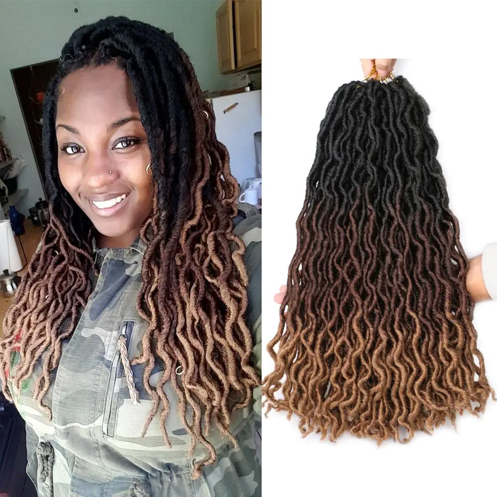 

Saisity 18inch Faux Locs Ombre Crochet Braiding Hair Synthetic Crochet Braids Extensions Dread hair 24Strands