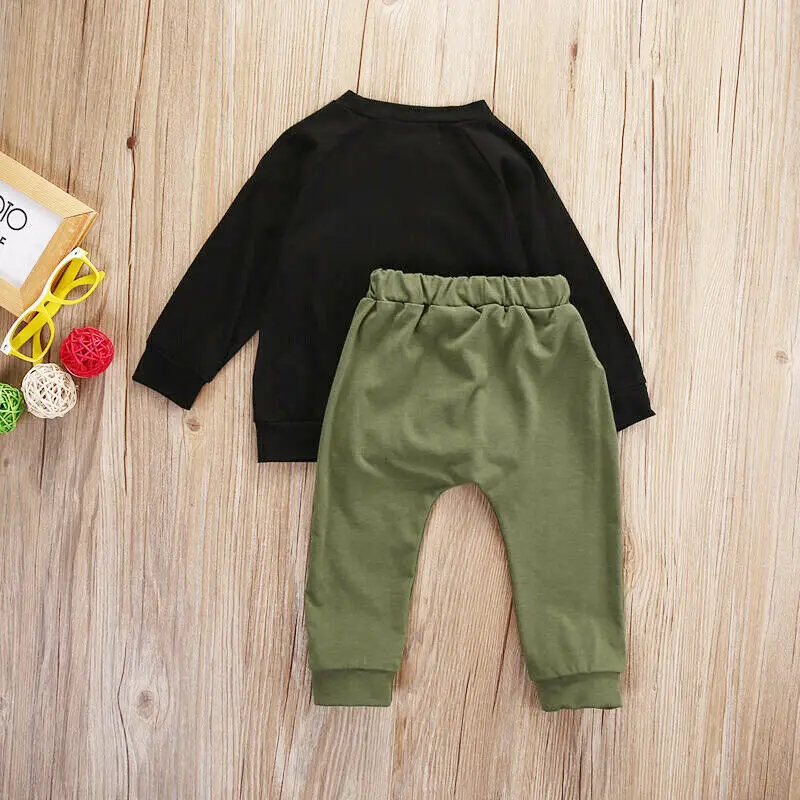 Emmababy Одежда для новорожденных мальчиков футболка с длинными рукавами и буквенным принтом топы и штаны Повседневная одежда высокого качества хлопковая осенняя одежда