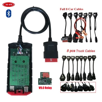

DHL free ship with bluetooth V9.0 PCB scanner for delphis VD TCS CDP 2016R0 keygen OBD2 diagnostic tool +16pcs car /truck cables