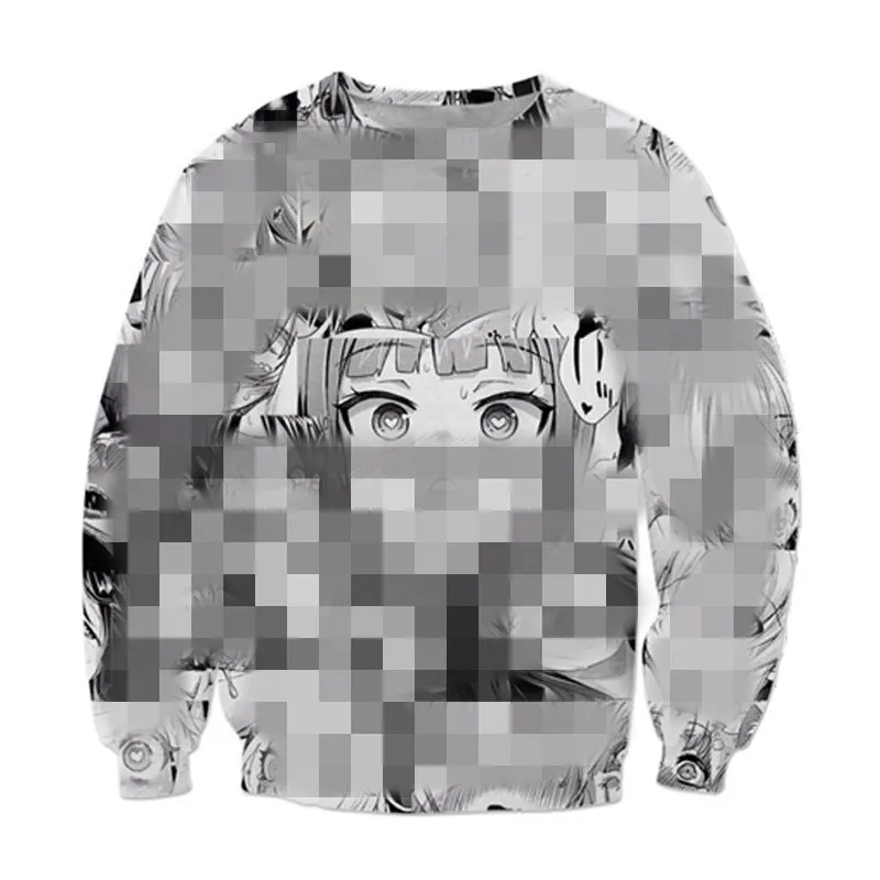 3D Ahegao толстовки с капюшоном для мужчин женщин застенчивая девушка лицо Толстовка