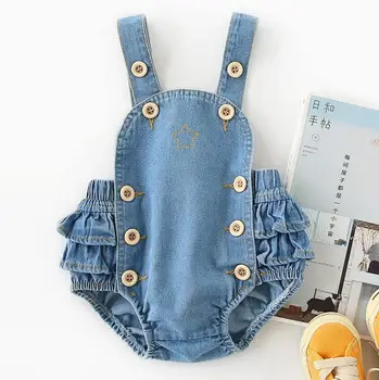 

2020 New Style Babys Girls Boys Denim Romper Spring Summer Babys Jumpsuit 6-24 month PY948