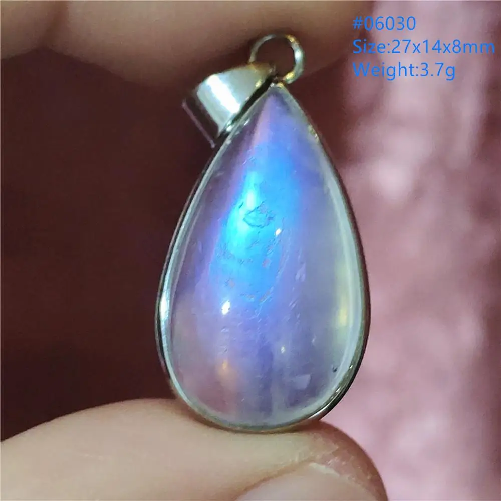 Pendant Necklace Silver Necklace Silver Pendant Natural Moonstone Blue Light Pendant Oval Beads Women Men Necklace 925 Silver Moonstone Pendant AAAAAA