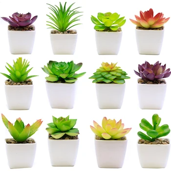

Artificial Plant Fleshy Mini Artificial Flower Decoration Bonsai Fake Green Vegetation Flower Small Pot Plant