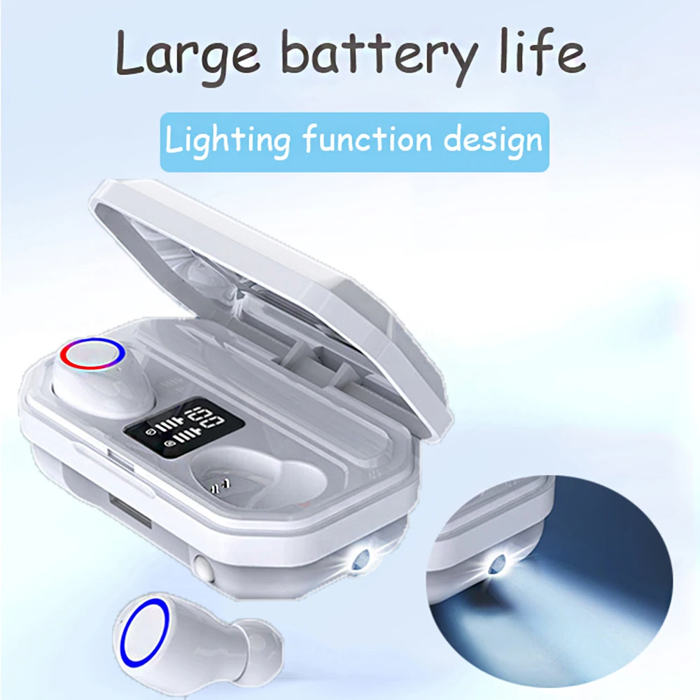 Wireless headphones earphone Bluetooth M12 TWS 3500mAh case Flashlight Headset LED Display IPX5 Waterproof Touch control Earbuds