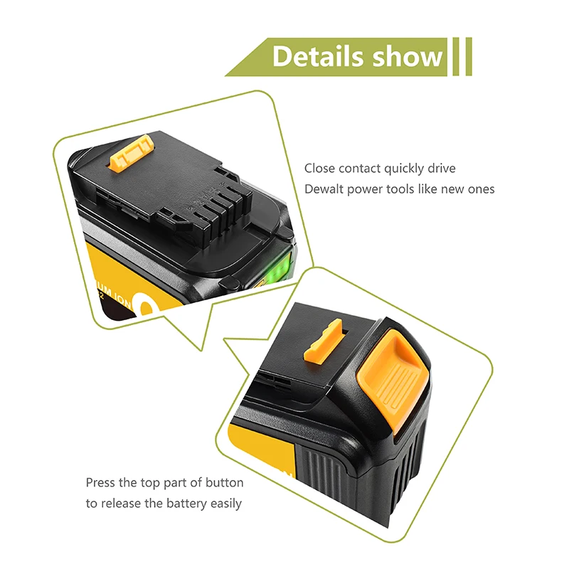 Powtree 9000mAh 18V Rechargeable Battery for DeWalt DCB181 DCB182 DCB200 DCB205 DCB204 DCB206 Power Tools Battery 18 V