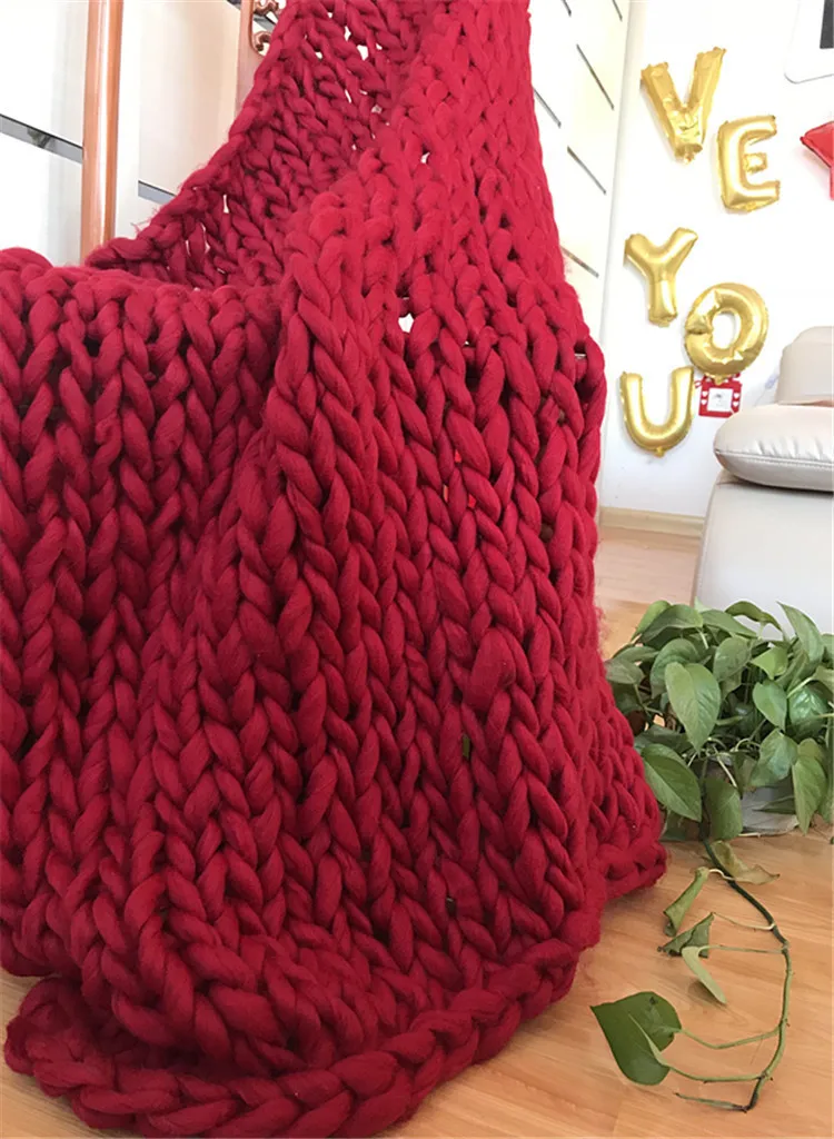 wine red 16 стиль Европейский однотонный вязаный кидает Одеяло Портативный выдалбливают спальни декоративные прямоугольные розовые модные толстые чехлы для диванов - Цвет: wine red
