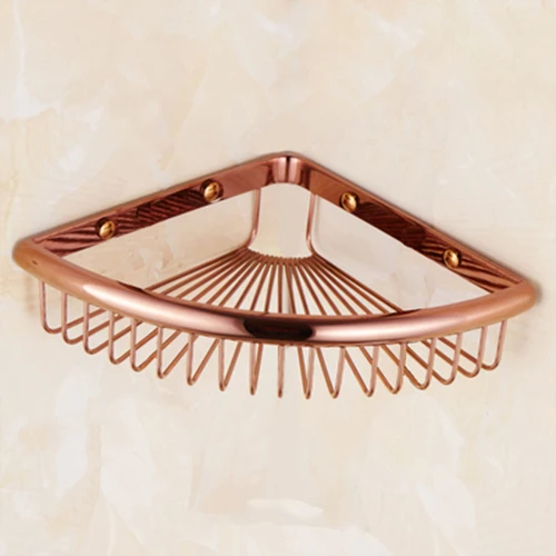 1 layer rose gold Vidric Роскошные хрустальные латунные золотые полки для ванной комнаты держатель для шампуня угловая корзина для ванной Аксессуары для ванной комнаты Аксессуары для ванной EL30023 - Цвет: 1 layer rose gold