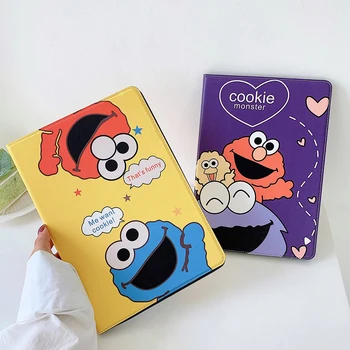 

Classic Cartoon Elmo Cookie Monsters Tablet Case For iPad Air 1 2 3 Mini 4 5 Pro 2017 2018 2019 2020 Cover