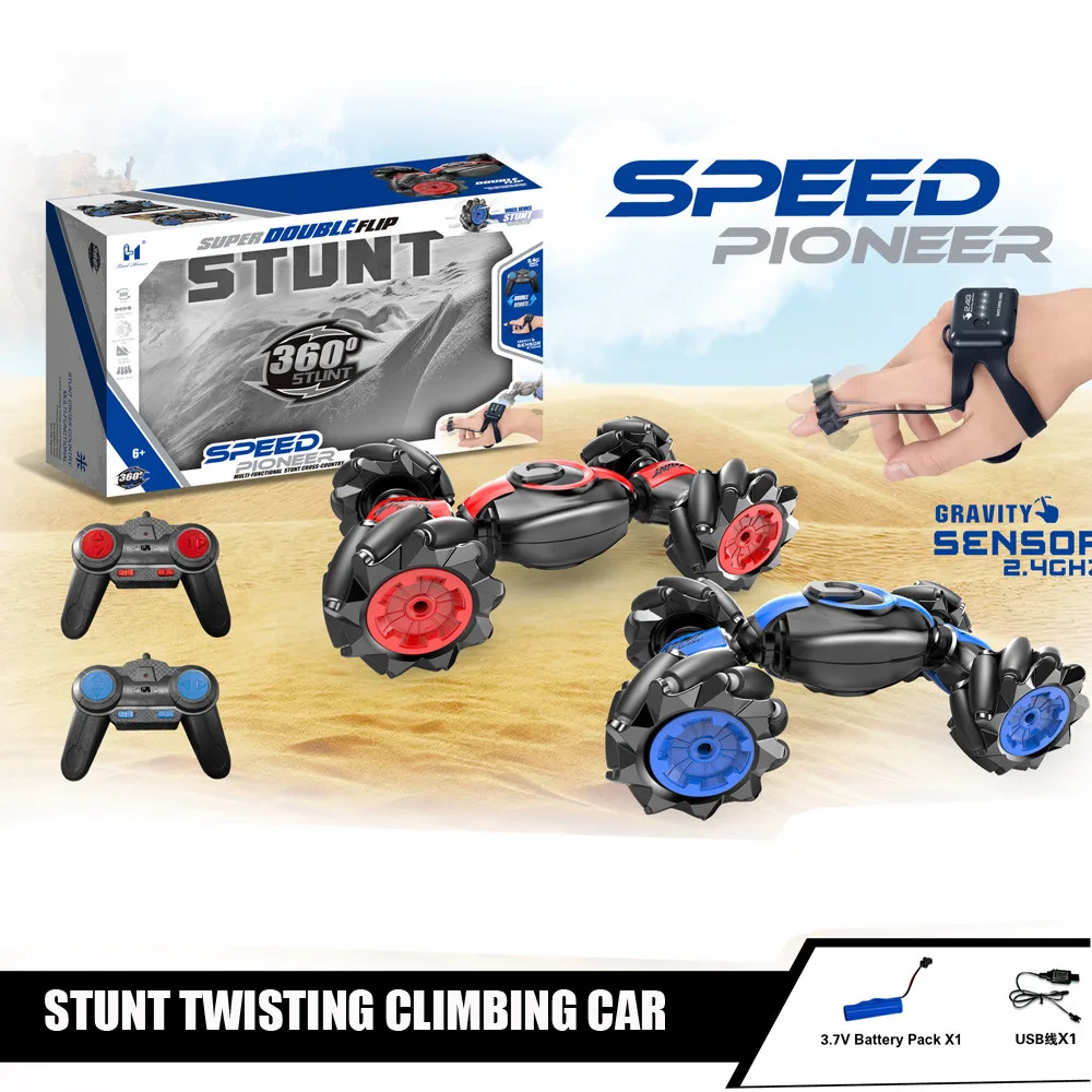 Teekit Christmas Stunt RC Car Gesture Sensing Twisting Vehicle Drift Car Driving Toy Regalos 