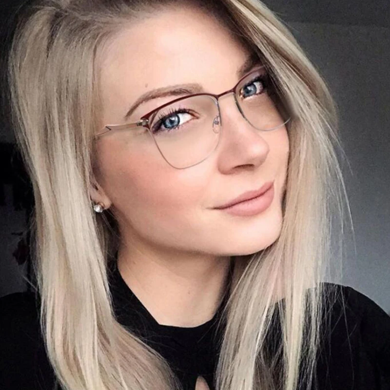 Blue Light Glasses 2021 Retro Business Semi Rimless Square Eyeglasses Women Men Leopard Red White Green Frame Spring Leg | Аксессуары