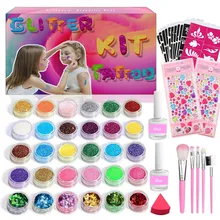 Flash Diamond Glitter Tattoo Set Temporary Tattoo Kit 30 Colors 153 Templates Body Nail Stickers Art Paint Party Tattoo Makeup