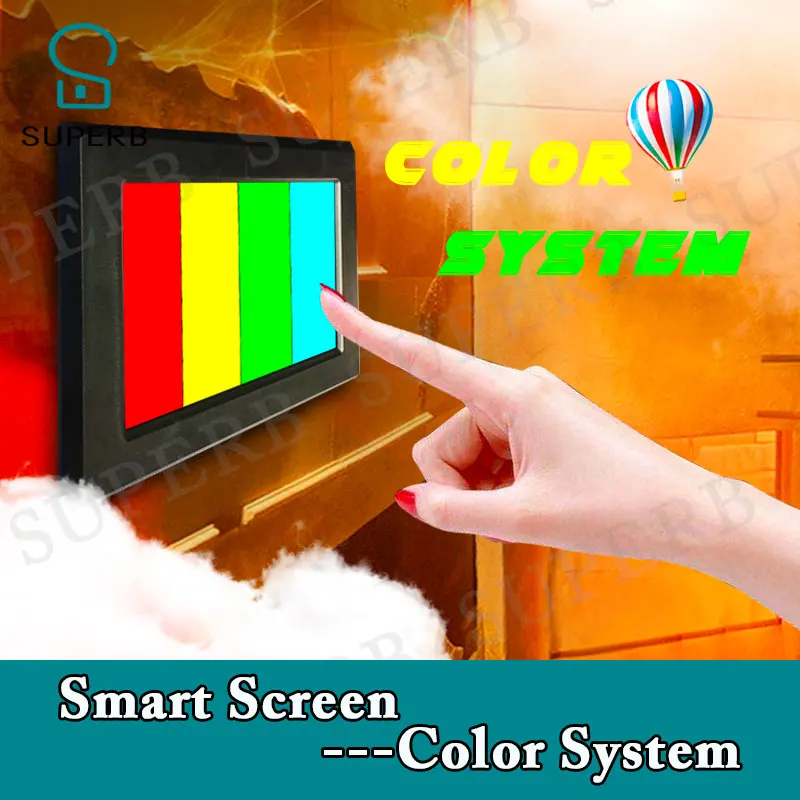 

Superb escape room prop Smart screen color system adjust 4 parts to correct colors to unlock 1987 charmber real life prop