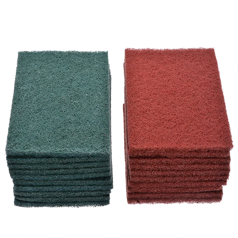 20Pcs 15x10x0.9cm Abrasive Cleaning Pad Green/Red Abrasive Finishing Fine Polish Pads For Metal Wood Plastic Polishing Tools