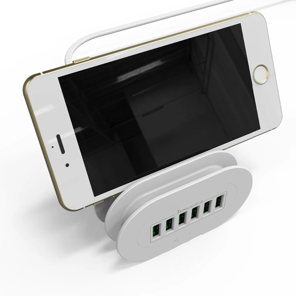 6 USB мульти порты зарядная станция умный адаптивный 7A Настольный универсальный быстрое зарядное устройство Великобритания ЕС США штекер для телефона