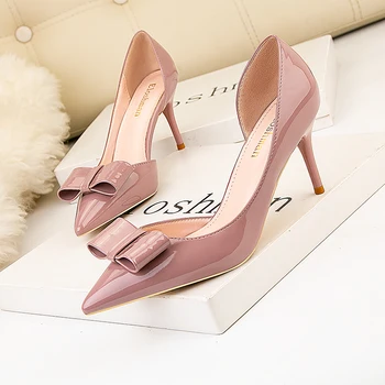 

2020 Women 9.5cm High Heels Office Stiletto Burgundy Hollow luxury Pumps Lady Elegant Wedding Bridal Scarpins Yellow purple Shoe