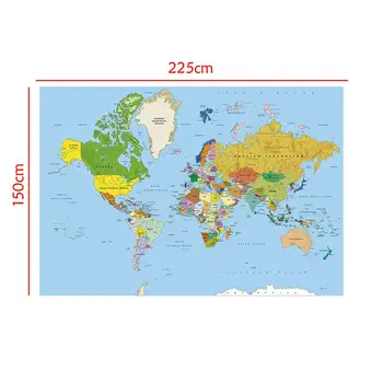 

150x225cm Non-woven Regular World Map Mercator Projection For Culture And Education