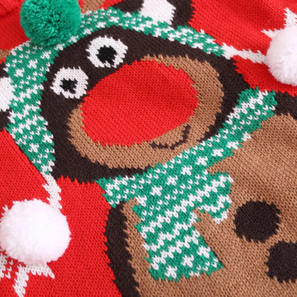 Зимняя одежда для малышей свитер с длинными рукавами для мальчиков и девочек Рождественские вязаные топы с длинными рукавами и круглым воротником с рисунком оленя, мода года