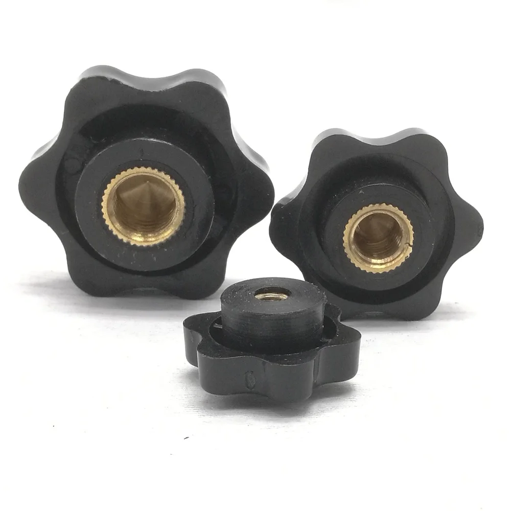 10/5 PCS M5 M6 M8 M10 Plum Bakelite Hand Tighten Nuts Handle Thread Star Mechanical Black Thumb Nuts Clamping Knob Manual Nuts - Цвет: type B blind hole