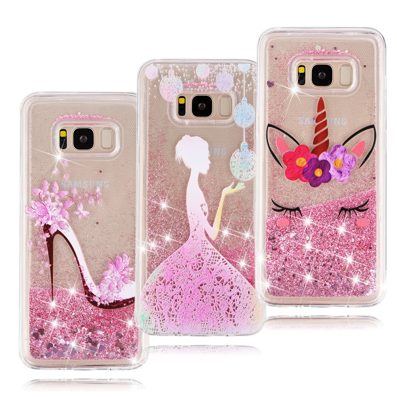 Блестящий жидкий мультяшный чехол для телефона Samsung Note 10 Pro 9 S10 Lite S9 Plus S8 S7 Edge S6 J4 J6