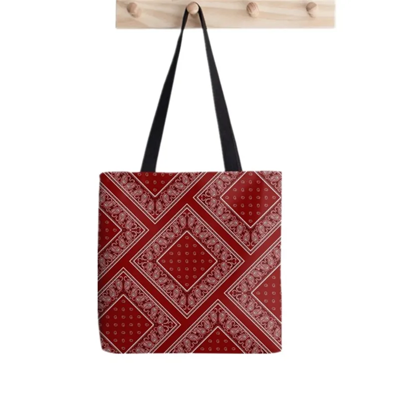 

Shopper Maroon Red Banana Diamond Patch Print Tote Bag women Harajuku shopper handbag girl Shoulder shopping bag Lady Canvas Bag