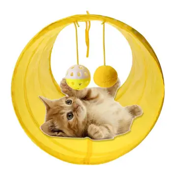 

Funny Cat Play Tunnel Fiberglass Tubes Pet Cat Folding Tunnel Fold 1 Holes Cat Kitten Rabbit Toys Play Tunnel