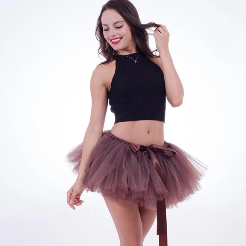 

Women Skirts Puffy Short Solid Colorful Adult Skirt Dance Fashion Mini Tulle Skirt Women Girls Tutu Ballet Petticoat Female 2019