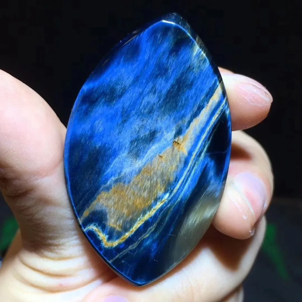 Подвеска из натурального голубого питерсита для мужчин и женщин, фейерверк, 53x21x10 мм, бусины кошачий глаз, корейская мода, ювелирное изделие, кулон AAAAA