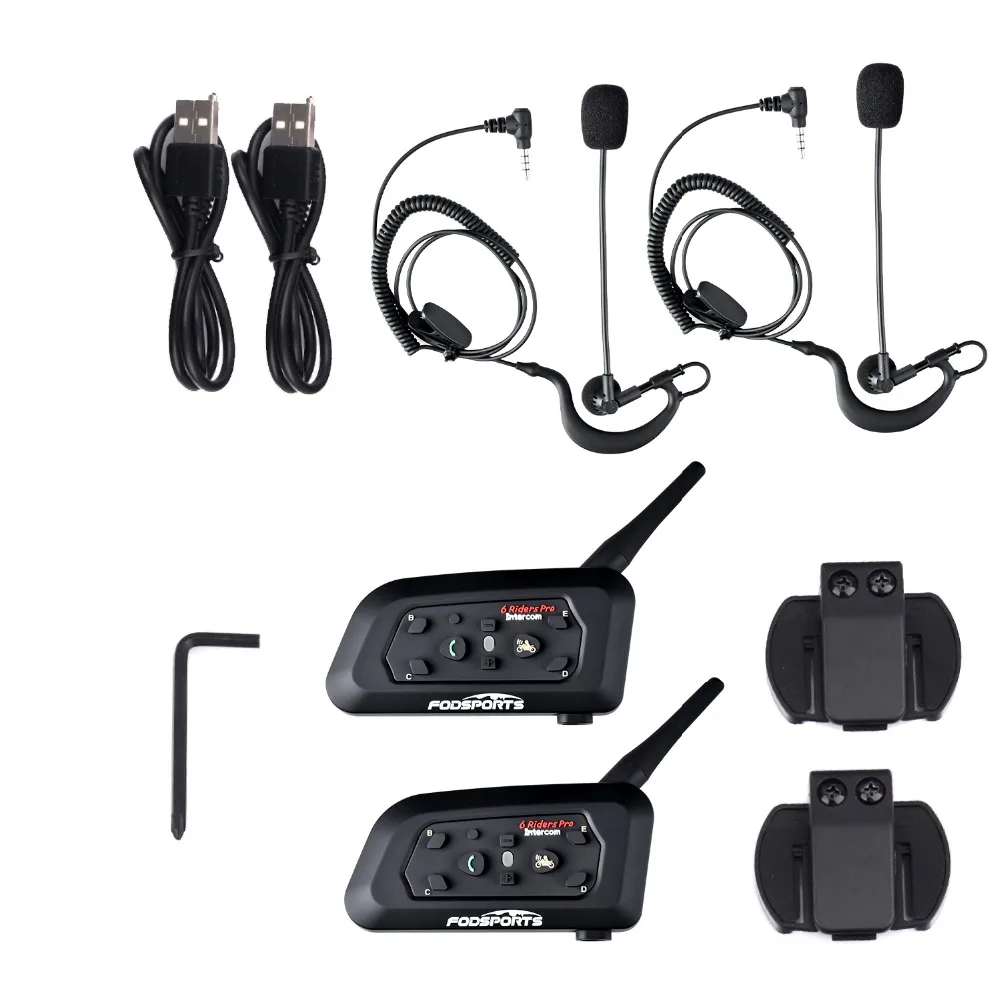 2 шт V6 Pro 850mAh 6 Rider 1200m Bluetooth гарнитура с крюком для наушников Костюм для футбола рефери судью байкера