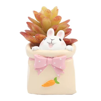 

Nordic Cute Pink Blue Teacup Animal Flower Pot Doll Crafts Garden Party Resin Flowerpot Plant Desktop Decoration Home Decoration