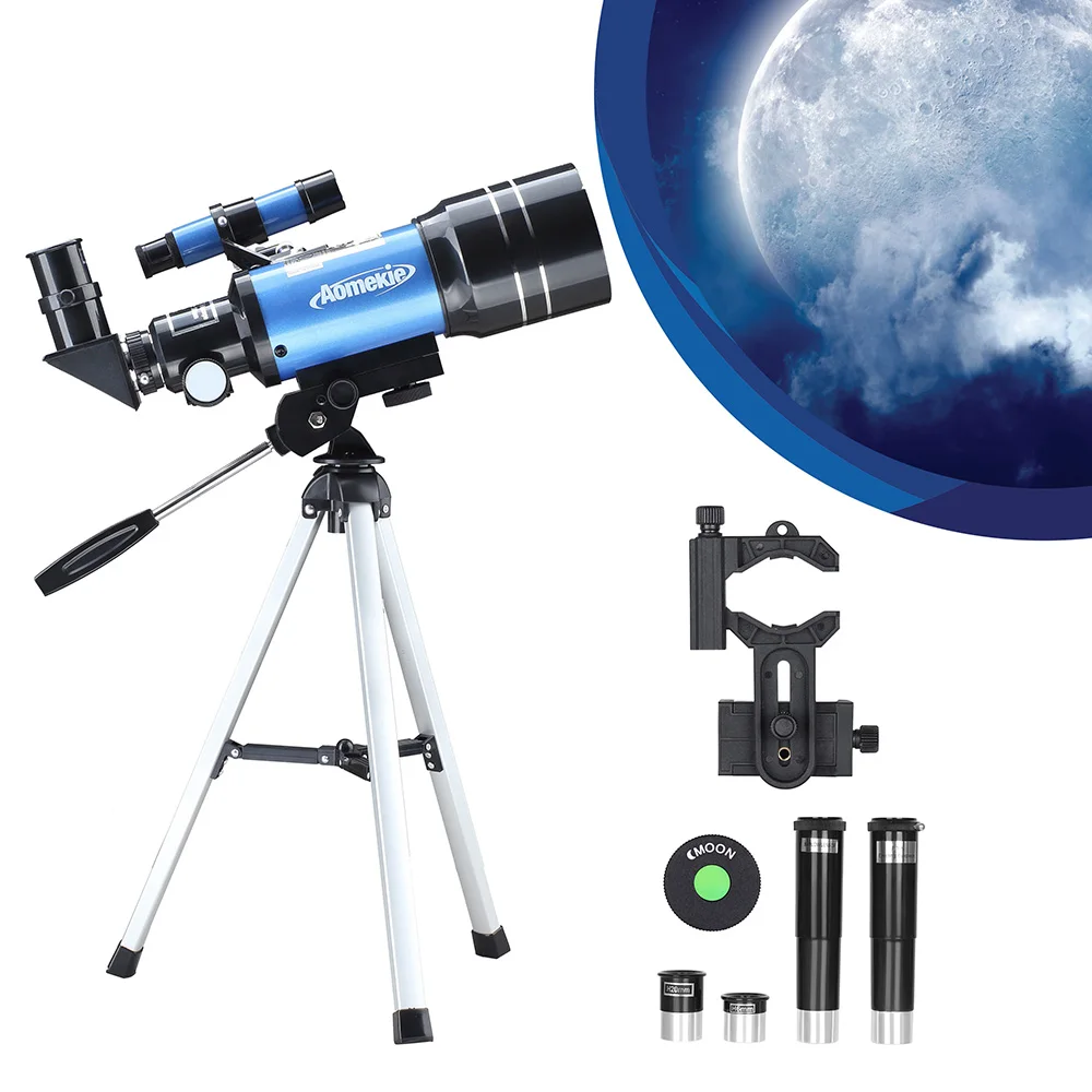 Telescopio Astronomía para niños y adultos, telescopio Refractor de 70mm con adaptador de teléfono, Finderscope, - AliExpress