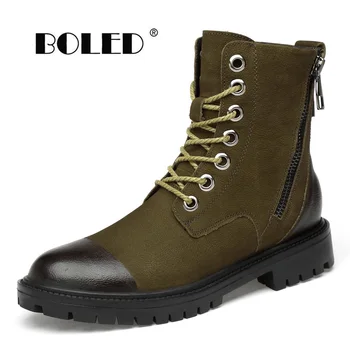 

Plus Size Natural Leather Men Boots Top Quality Rubber Footwear Snow Boots Warm Fur&Plush Lace Up Men Winter Shoes Dropshipping