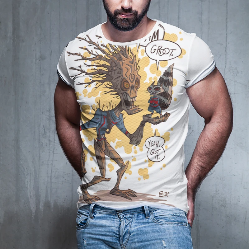 

2020 new galaxy guardian Groot superhero hip-hop Harajuku style T-shirt stylish and comfortable Avengers comic costume T-shirt