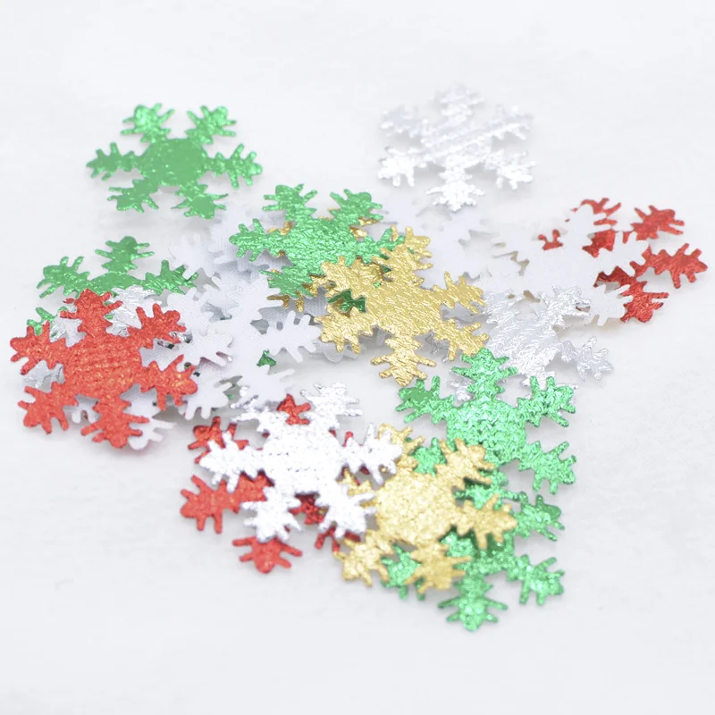 200Pcs/lot 25mm Mixed Gold and Silver Cloth Snowflake Applique Sticke on Christmas Decor Accessory Clothes Hat DIY Patches C22