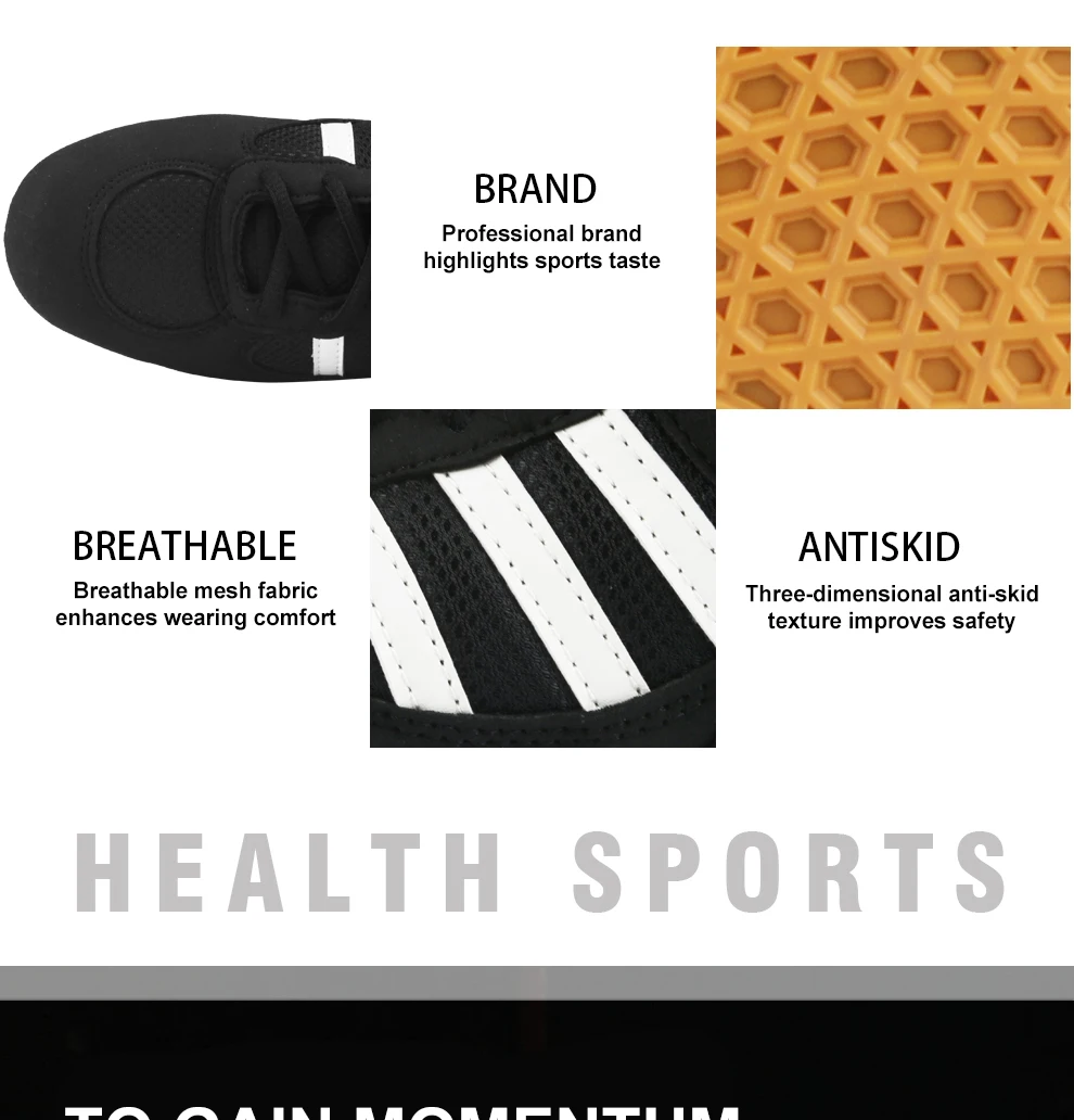 Description Picture 5 of itemGINGPAI Professional Boxing Shoes Wrestling Shoes Breathable Boxing Training Shoes Rubber Sole Durable Sports Shoes for Men