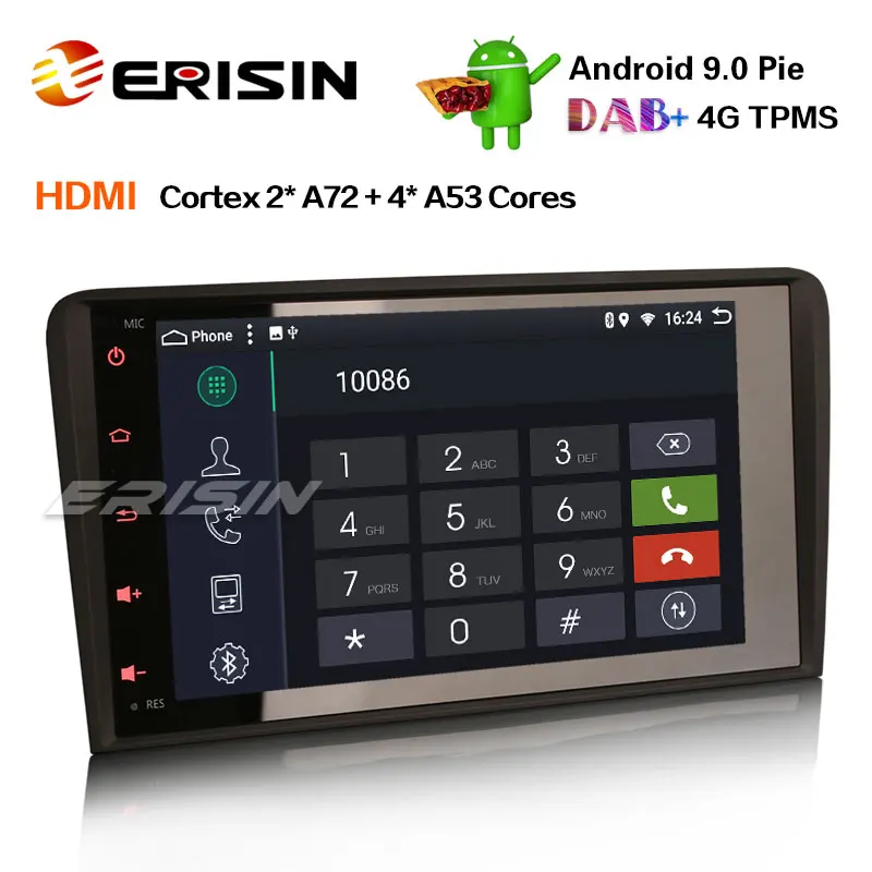 Erisin ES6273A " PX6 DAB+ Радио Android 9,0 Автомобильный gps Navi 4G Wifi SWC DVB-T2 для AUDI A3 S3 RS3 RNSE-PU