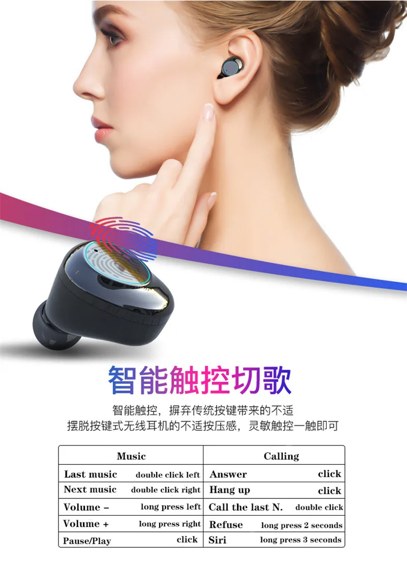 G03 Bluetooth гарнитуры беспроводные наушники портативные интеллектуальные шумоподавления сенсорные стерео наушники с 6000 мАч зарядная коробка