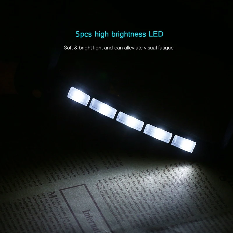 2X Handheld Folding Magnifier With 5 Led Light Hd Acrylic Square Magnifying Glass For Elderly Reading Newspaper Looking Watching