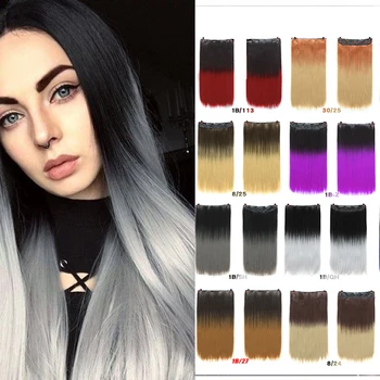 

Buqi Invisible Fish Wire Long Straight High Temperature Fiber Synthetic Hair Extensions Dark Brown Red for Adult Women