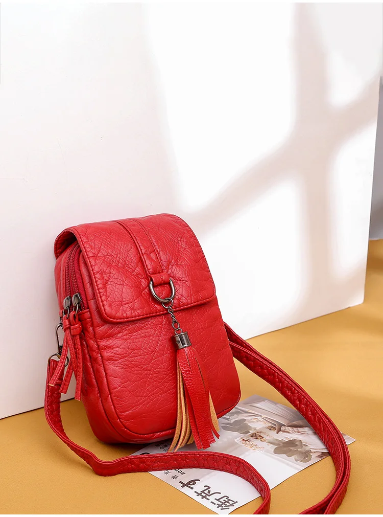 Fashion mini women's designer small shoulder messenger bag pu leather wallet lady phone bag female flip phone