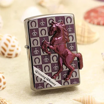 

Genuine Zippo oil lighter copper windproof Horse 3D sculpture cigarette Kerosene lighters Gift With anti-counterfeiting code