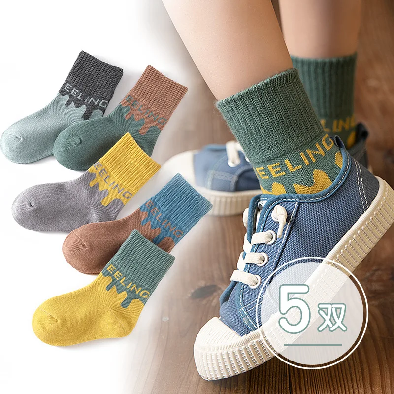 

5 pairs/lot Baby Socks Autumn Winter Socks Cartoon Boys Girls Socks Spring Autumn Cotton Socks 1-12 Years Children Socks KF659