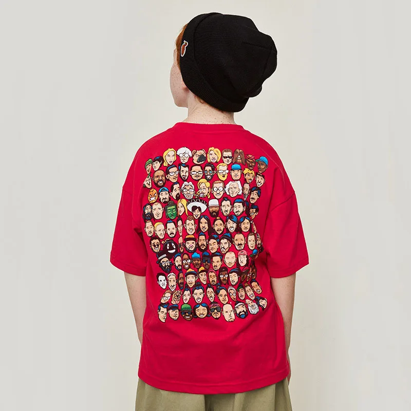 

Boy Red T-shirt2019 Summer New Fashion Cartoon Print Short-sleeved T-shirt Loose Cotton Kid Shirt Street Style Casual T-shirt