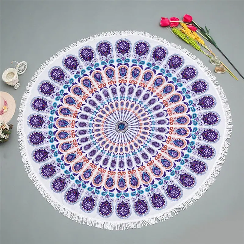 

Popular Cool Oversized Mandala Beach Towel Blue Yellow Living Room Furniture Decorative Carpet Purple Orange Picnic Camping Mat